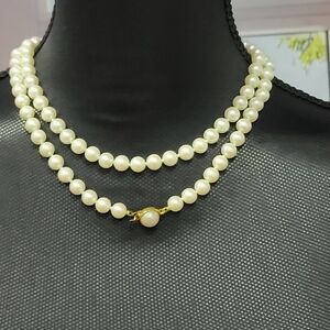 Vintage Carolee Hand Knotted Pearl Necklace 37"